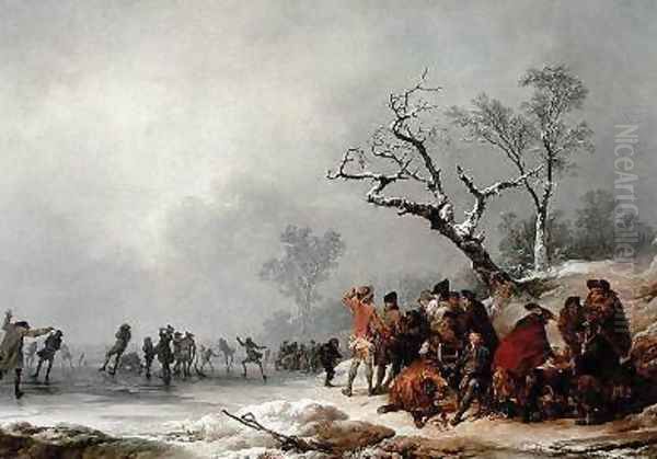 A Winter Morning with Skating in Hyde Park 1776 Oil Painting by Philip Jacques de Loutherbourg