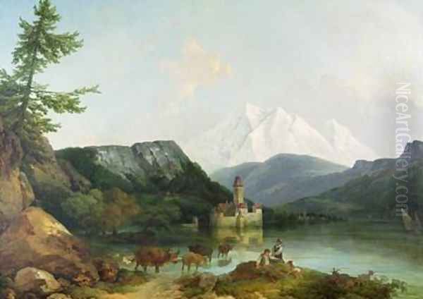 Castle of Chillon Oil Painting by Philip Jacques de Loutherbourg