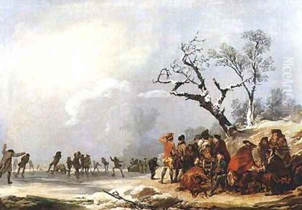 Skating Scene Oil Painting by Philip Jacques de Loutherbourg