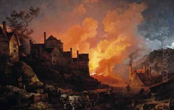 Coalbrookdale by Night 1801 Oil Painting by Philip Jacques de Loutherbourg