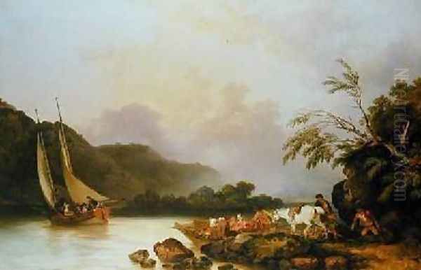 Belle Isle Windermere in a Calm 1786 Oil Painting by Philip Jacques de Loutherbourg