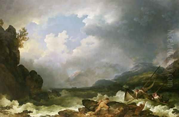 Belle Isle Windermere in a Storm Oil Painting by Philip Jacques de Loutherbourg