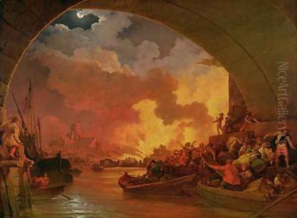 The Great Fire of London 1797 Oil Painting by Philip Jacques de Loutherbourg