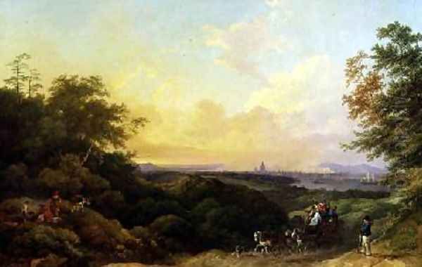 The Evening Coach London from Greenwich 1805 Oil Painting by Philip Jacques de Loutherbourg