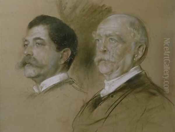 Otto von Bismarck and his Son Herbert State Secretary of the Foreign Office Oil Painting by Franz von Lenbach