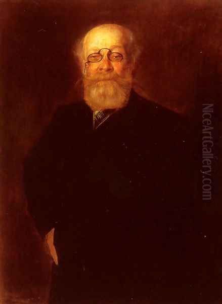 Portrait Of A Bearded Gentleman Wearing A Pince-Nez Oil Painting by Franz von Lenbach