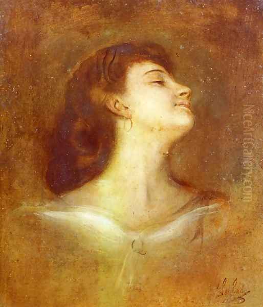 Portrait Of A Lady In Profile Oil Painting by Franz von Lenbach