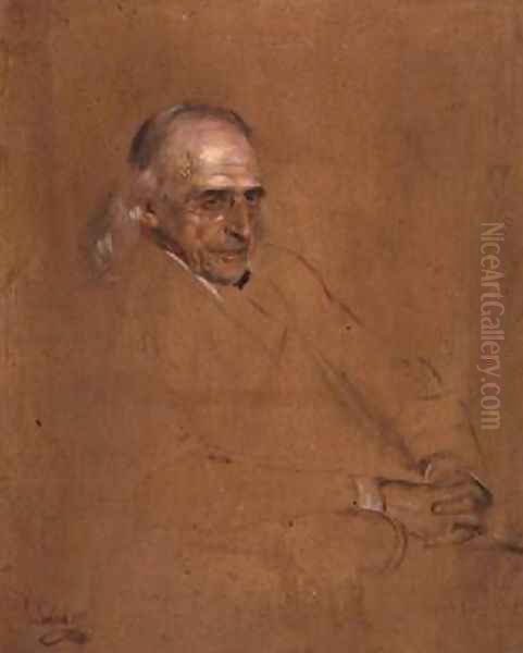 Portrait of Professor Theodor Mommsen 1817-1903 Oil Painting by Franz von Lenbach