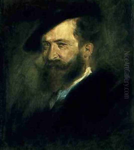 Portrait of the Artist Wilhelm Busch Oil Painting by Franz von Lenbach