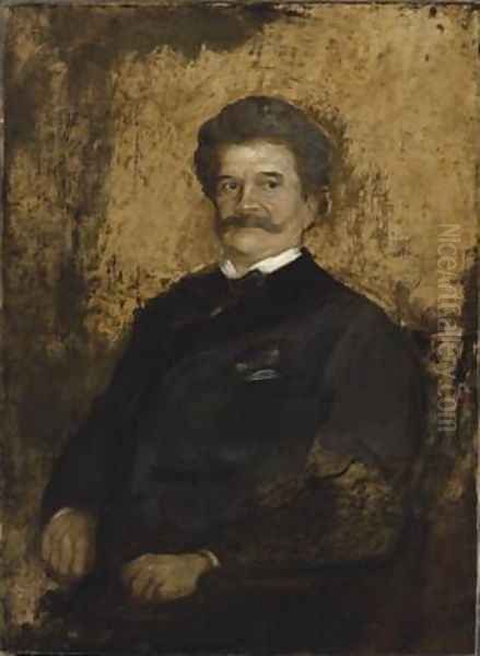 Portrait of Johann Strauss the Younger Oil Painting by Franz von Lenbach