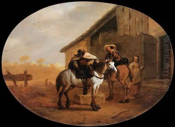 Departure from the Inn Oil Painting by Pieter Van Laer (BAMBOCCIO)