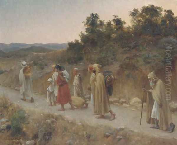 Pilgrims at Dusk Oil Painting by Jean Baptiste Paul Lazerges