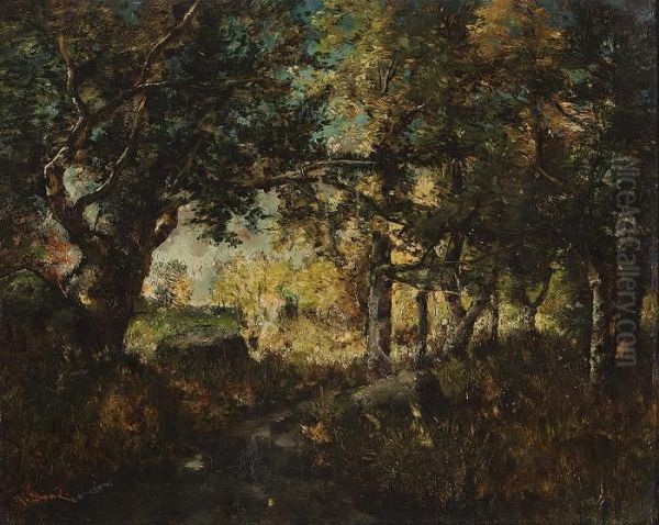 Woodland Oil Painting by Narcisse-Virgile D Az De La Pena