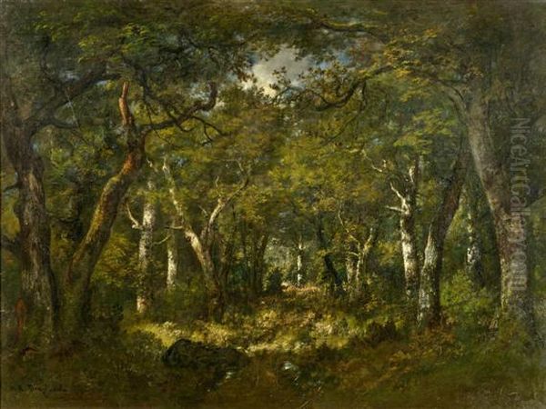 Eclaircie Dans La Foret De Fontainebleau Oil Painting by Narcisse-Virgile D Az De La Pena