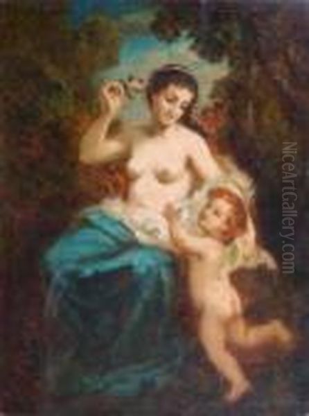 Venus Et Cupidon Oil Painting by Narcisse-Virgile D Az De La Pena