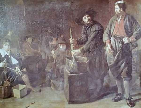 Interior of a Glass-making Workshop in Amsterdam Oil Painting by Jacob van Loo