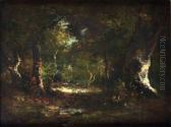 Clairiere En Foret De Fontainebleau Oil Painting by Narcisse-Virgile D Az De La Pena