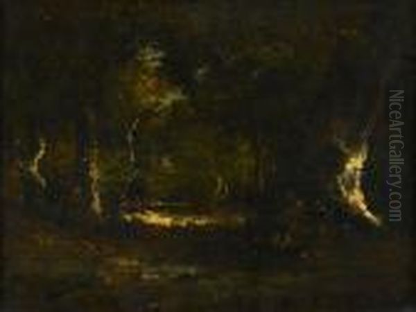 Fontainebleau Forest Oil Painting by Narcisse-Virgile D Az De La Pena