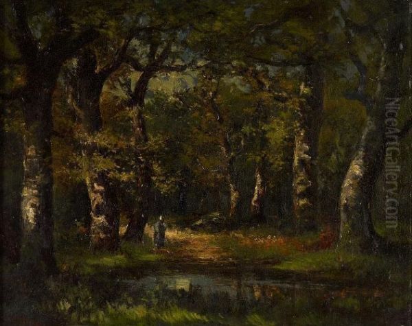 Waldlichtung Mit Gewasser Oil Painting by Narcisse-Virgile D Az De La Pena