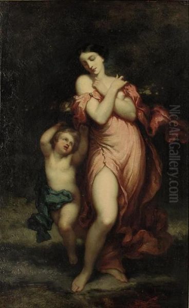 Venus And Cupid Oil Painting by Narcisse-Virgile D Az De La Pena