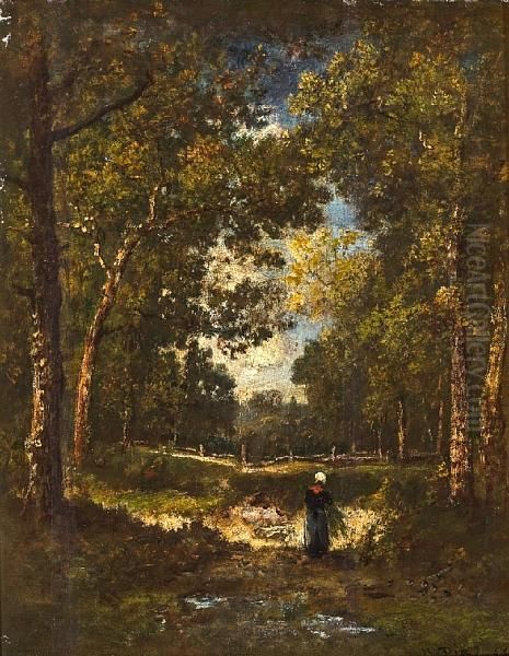 In The Woods At Fontainebleau Oil Painting by Narcisse-Virgile D Az De La Pena