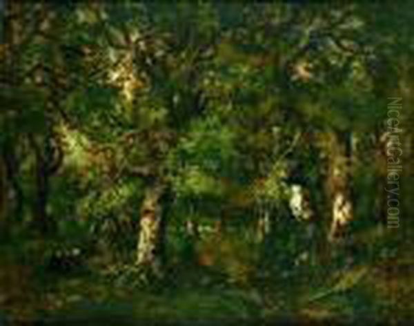 Fagoteuse Dans La Foret Oil Painting by Narcisse-Virgile D Az De La Pena