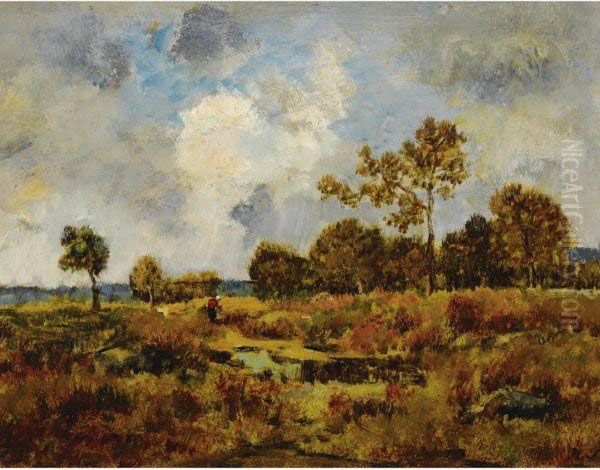 Une Clairiere Pres De La Foret De Fontainebleau, Par Tempsd'orage Oil Painting by Narcisse-Virgile D Az De La Pena