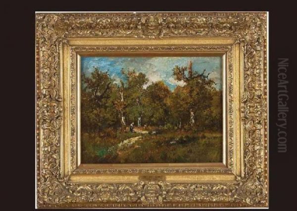 Boisiere En Foret De Fontainebleau Oil Painting by Narcisse-Virgile D Az De La Pena