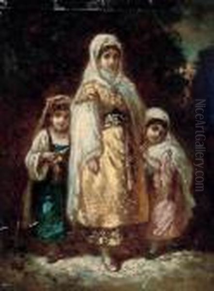 Smyrniotes Groupes Dans Un Bois: Turkish Family In A Wood Oil Painting by Narcisse-Virgile D Az De La Pena