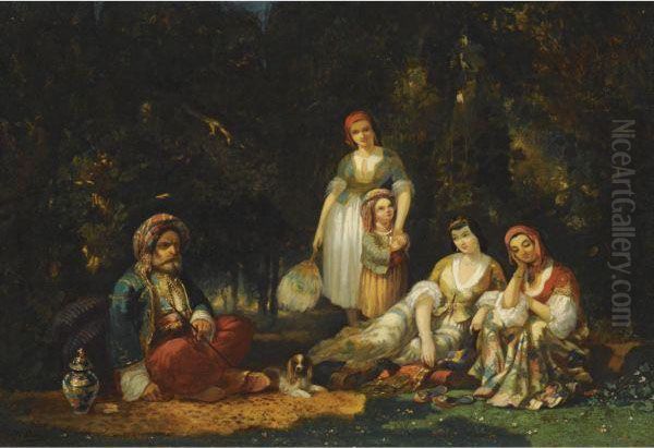 Le Vieux Ben Emeck, Retire Dans 
Une Riche Campagne, Raconte A Ses Femmes Les Aventures Extraordinaires 
De Sa Vie De Pirate Oil Painting by Narcisse-Virgile D Az De La Pena