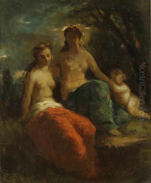 Nymphs Oil Painting by Narcisse-Virgile D Az De La Pena