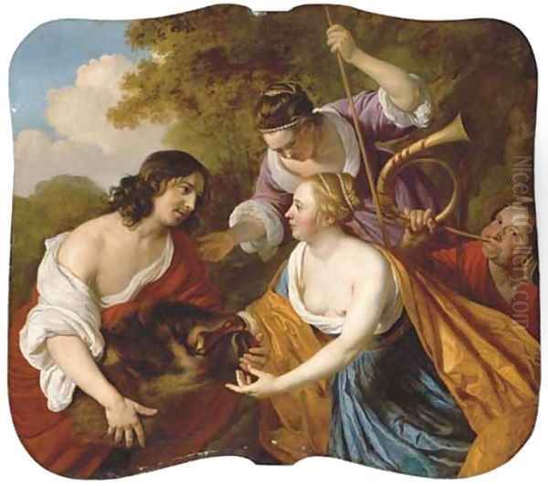 Meleager and Atalanta Oil Painting by Jacob van Loo