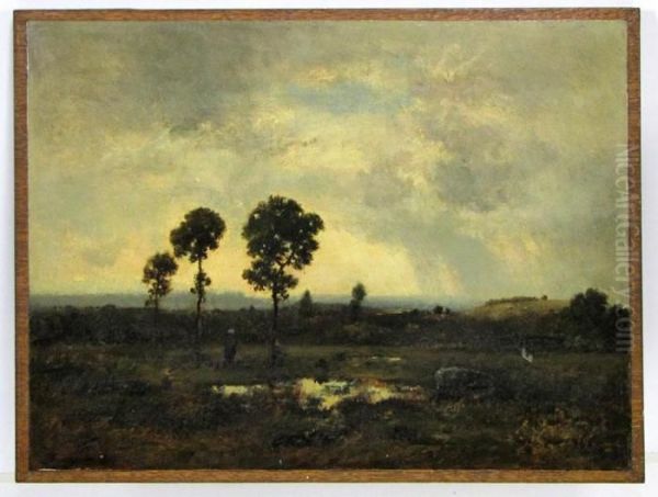 Barbizon Landscape With Figures Oil Painting by Narcisse-Virgile D Az De La Pena