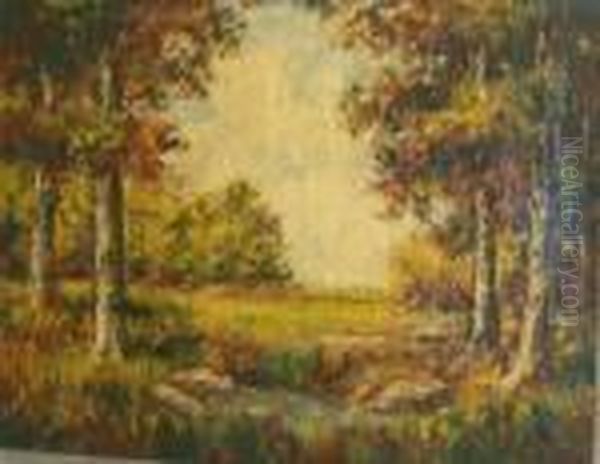 Autumn Landscape With Female Figure 
Bears Signature 
N. Diaz Oil Painting by Narcisse-Virgile D Az De La Pena