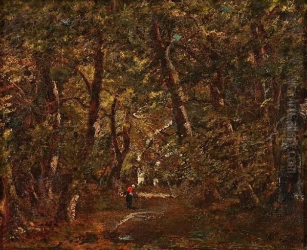 Waldlichtung Mit Figurenstaffage Oil Painting by Narcisse-Virgile D Az De La Pena