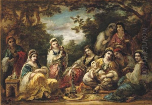 Oriental Ladies At Leisure Oil Painting by Narcisse-Virgile D Az De La Pena