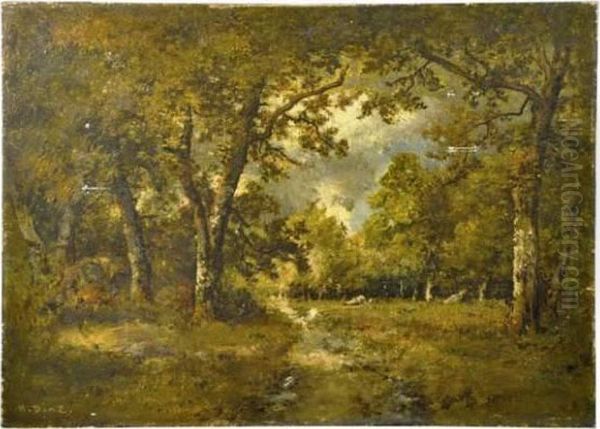 Clairiere En Foret Oil Painting by Narcisse-Virgile D Az De La Pena