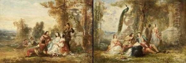 Conquetes D'amour Oil Painting by Narcisse-Virgile D Az De La Pena