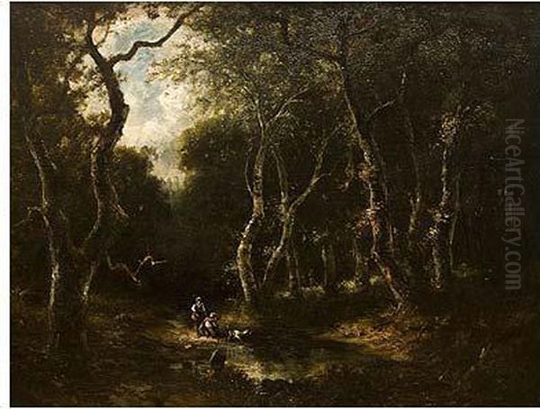 Escena En El Bosque Oil Painting by Narcisse-Virgile D Az De La Pena