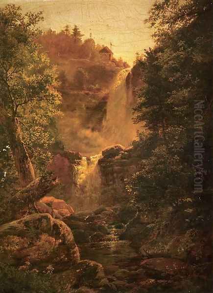 Kauterskill Falls Oil Painting by Edmund Darch Lewis