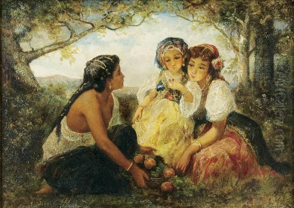 Maidens Of The Forest Oil Painting by Narcisse-Virgile D Az De La Pena