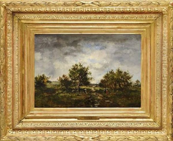 Vue De La Foret Defontainebleau Oil Painting by Narcisse-Virgile D Az De La Pena