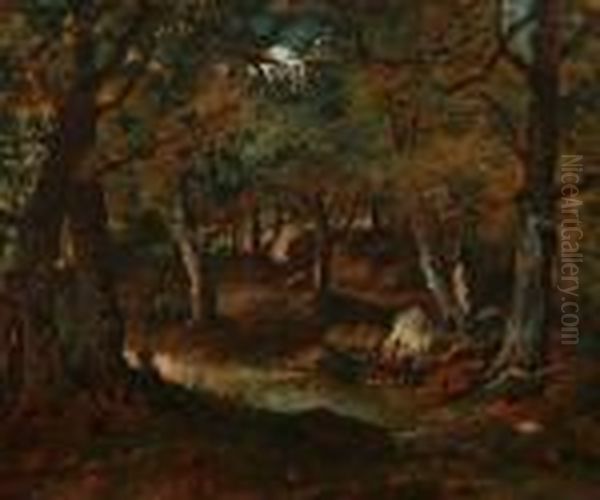 Barbizon Forest Scene Oil Painting by Narcisse-Virgile D Az De La Pena