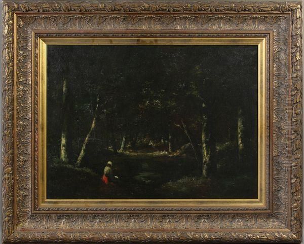 Interior Pool In Forest Oil Painting by Narcisse-Virgile D Az De La Pena