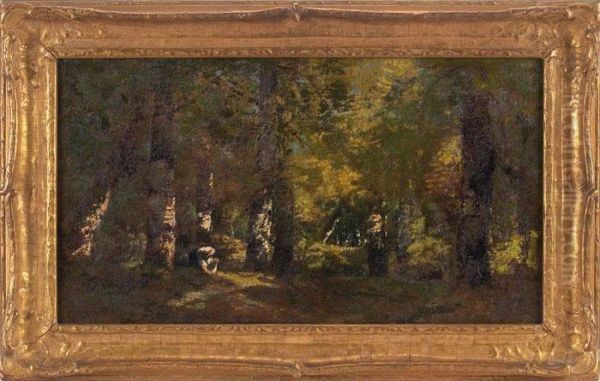 Woodland Interior With Figure Oil Painting by Narcisse-Virgile D Az De La Pena