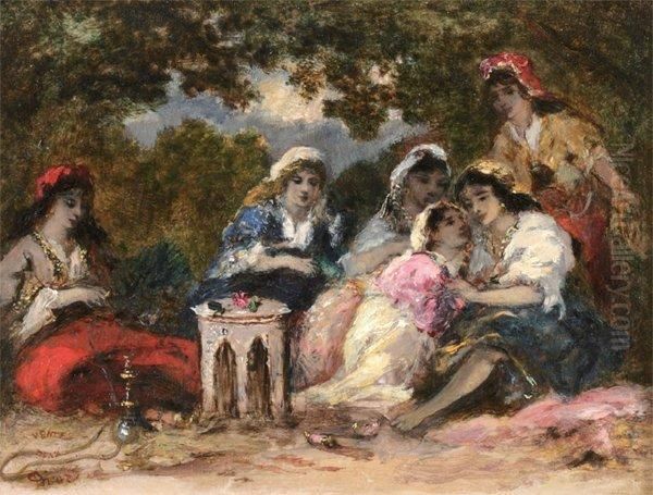 Orientales En Foret Oil Painting by Narcisse-Virgile D Az De La Pena