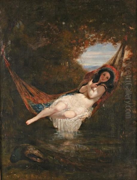 Jeune Fille Au Hamac Oil Painting by Narcisse-Virgile D Az De La Pena