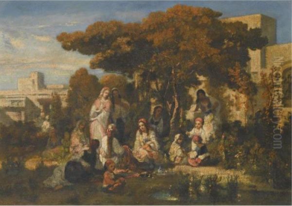 Scene D'une Ville Orientale Oil Painting by Narcisse-Virgile D Az De La Pena