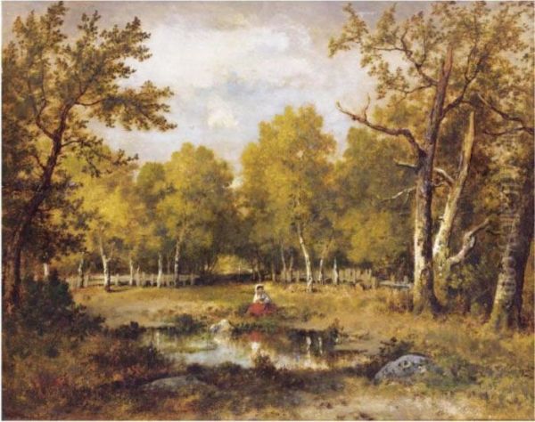 Foret De Fountainebleau Oil Painting by Narcisse-Virgile D Az De La Pena