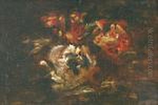 Les Tulipes Perroquet Oil Painting by Narcisse-Virgile D Az De La Pena